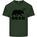 Beer Bear Funny Animal Alcohol Mens Cotton T-Shirt Tee Top Forest Green