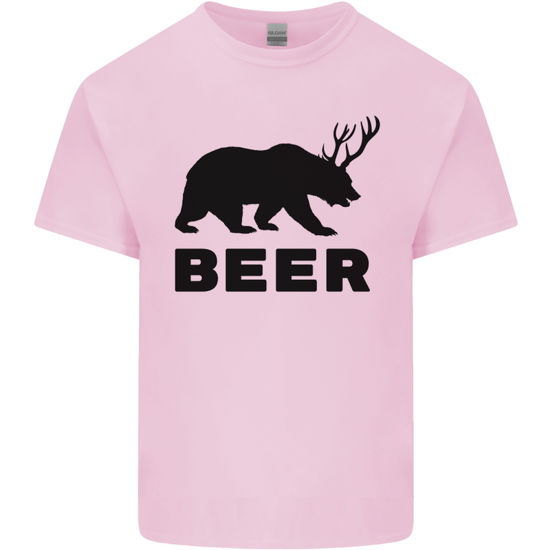 Beer Bear Funny Animal Alcohol Mens Cotton T-Shirt Tee Top Light Pink