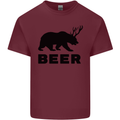 Beer Bear Funny Animal Alcohol Mens Cotton T-Shirt Tee Top Maroon