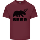 Beer Bear Funny Animal Alcohol Mens Cotton T-Shirt Tee Top Maroon