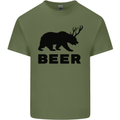 Beer Bear Funny Animal Alcohol Mens Cotton T-Shirt Tee Top Military Green