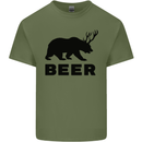Beer Bear Funny Animal Alcohol Mens Cotton T-Shirt Tee Top Military Green