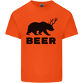 Beer Bear Funny Animal Alcohol Mens Cotton T-Shirt Tee Top Orange