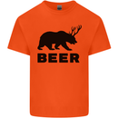 Beer Bear Funny Animal Alcohol Mens Cotton T-Shirt Tee Top Orange