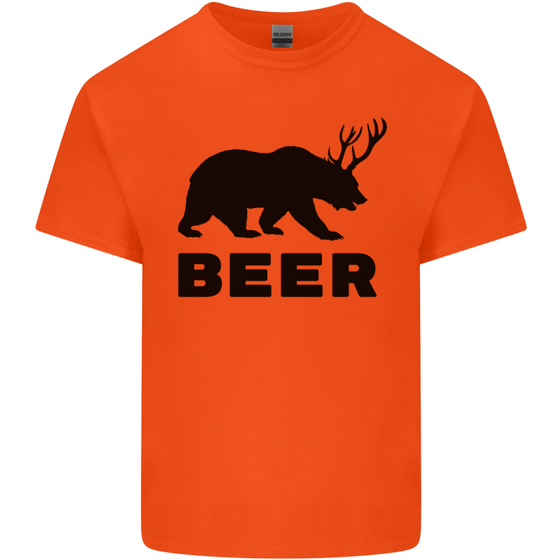 Beer Bear Funny Animal Alcohol Mens Cotton T-Shirt Tee Top Orange