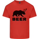 Beer Bear Funny Animal Alcohol Mens Cotton T-Shirt Tee Top Red