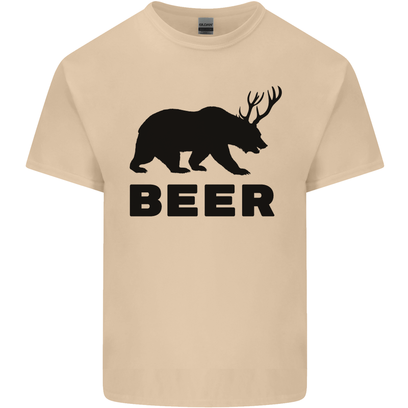 Beer Bear Funny Animal Alcohol Mens Cotton T-Shirt Tee Top Sand