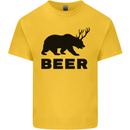 Beer Bear Funny Animal Alcohol Mens Cotton T-Shirt Tee Top Yellow