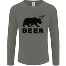 Beer Bear Funny Animal Alcohol Mens Long Sleeve T-Shirt Charcoal