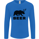 Beer Bear Funny Animal Alcohol Mens Long Sleeve T-Shirt Royal Blue