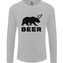 Beer Bear Funny Animal Alcohol Mens Long Sleeve T-Shirt Sports Grey