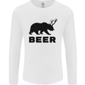 Beer Bear Funny Animal Alcohol Mens Long Sleeve T-Shirt White