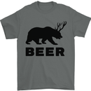 Beer Bear Funny Animal Alcohol Mens T-Shirt Cotton Gildan Charcoal
