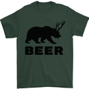 Beer Bear Funny Animal Alcohol Mens T-Shirt Cotton Gildan Forest Green