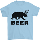 Beer Bear Funny Animal Alcohol Mens T-Shirt Cotton Gildan Light Blue