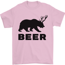 Beer Bear Funny Animal Alcohol Mens T-Shirt Cotton Gildan Light Pink
