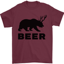 Beer Bear Funny Animal Alcohol Mens T-Shirt Cotton Gildan Maroon