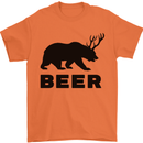 Beer Bear Funny Animal Alcohol Mens T-Shirt Cotton Gildan Orange