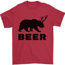 Beer Bear Funny Animal Alcohol Mens T-Shirt Cotton Gildan Red