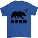 Beer Bear Funny Animal Alcohol Mens T-Shirt Cotton Gildan Royal Blue