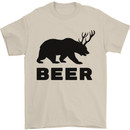 Beer Bear Funny Animal Alcohol Mens T-Shirt Cotton Gildan Sand