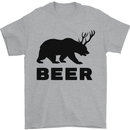 Beer Bear Funny Animal Alcohol Mens T-Shirt Cotton Gildan Sports Grey