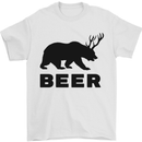 Beer Bear Funny Animal Alcohol Mens T-Shirt Cotton Gildan White