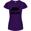 Beer Bear Funny Animal Alcohol Womens Petite Cut T-Shirt Purple
