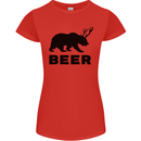 Beer Bear Funny Animal Alcohol Womens Petite Cut T-Shirt Red
