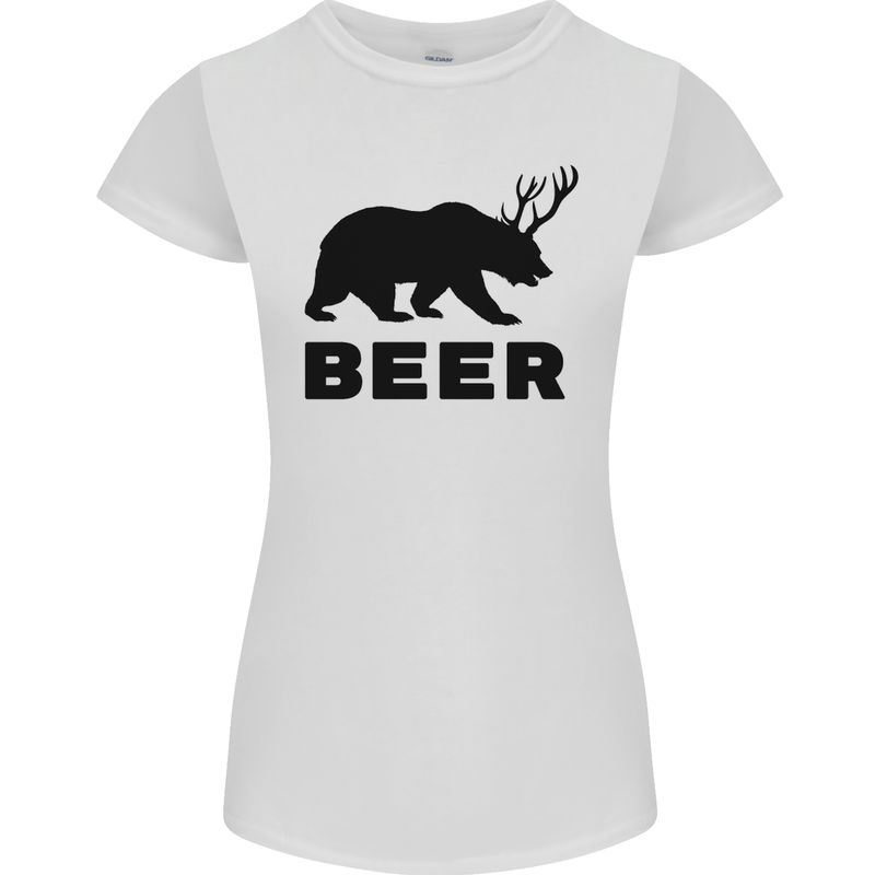 Beer Bear Funny Animal Alcohol Womens Petite Cut T-Shirt White