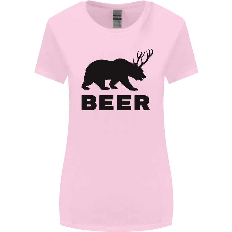 Beer Bear Funny Animal Alcohol Womens Wider Cut T-Shirt Light Pink