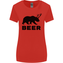 Beer Bear Funny Animal Alcohol Womens Wider Cut T-Shirt Red