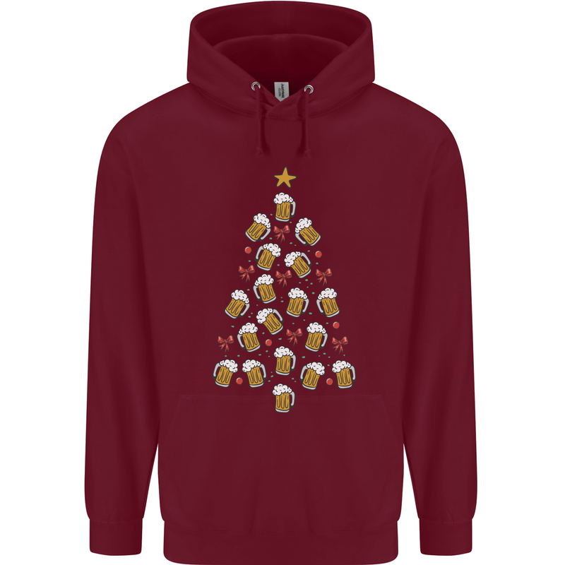 Beer Christmas Tree Mens 80% Cotton Hoodie Maroon