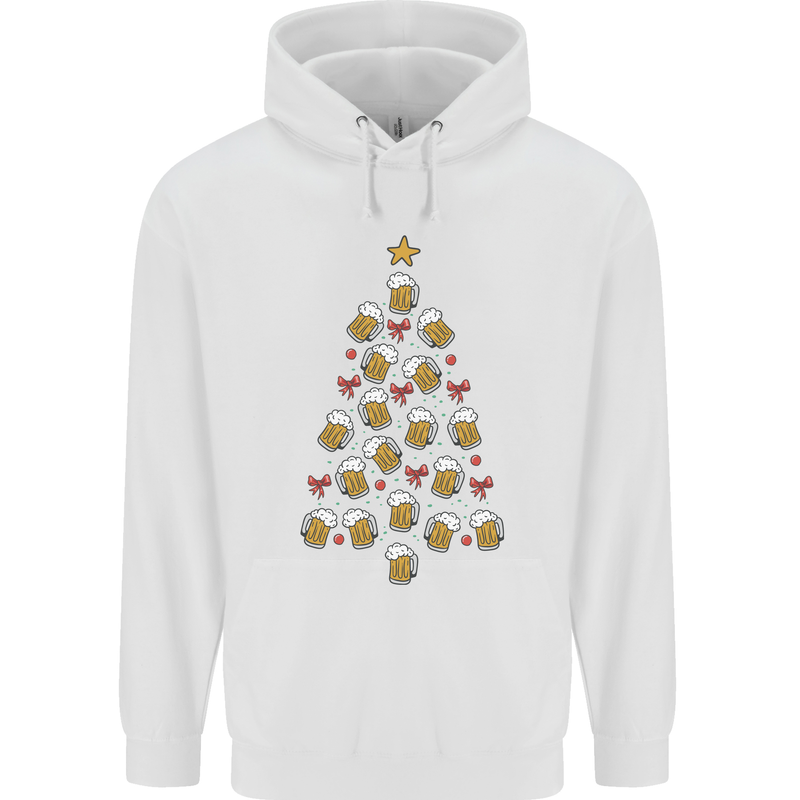 Beer Christmas Tree Mens 80% Cotton Hoodie White