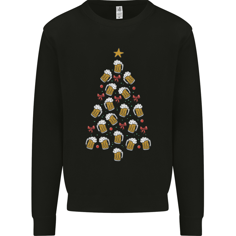 Beer Christmas Tree Mens Sweatshirt Jumper Black