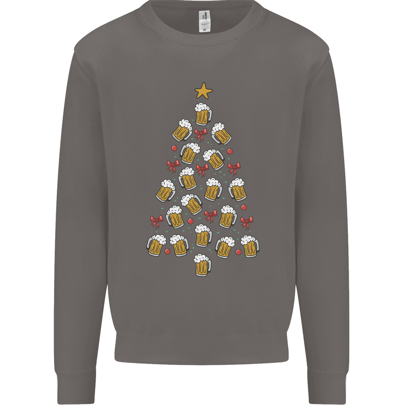 Beer Christmas Tree Mens Sweatshirt Jumper Charcoal