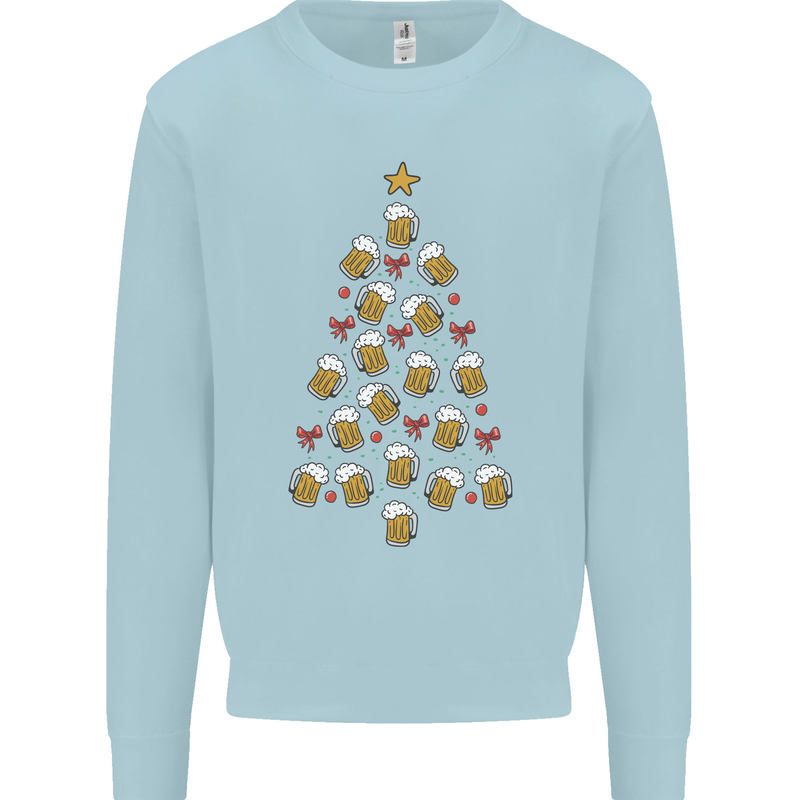 Beer Christmas Tree Mens Sweatshirt Jumper Light Blue
