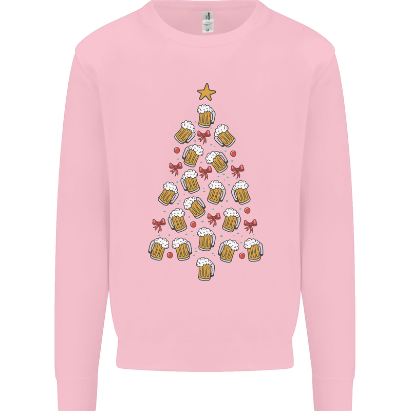 Beer Christmas Tree Mens Sweatshirt Jumper Light Pink