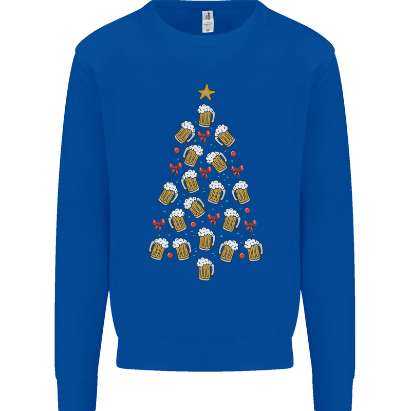 Beer Christmas Tree Mens Sweatshirt Jumper Royal Blue