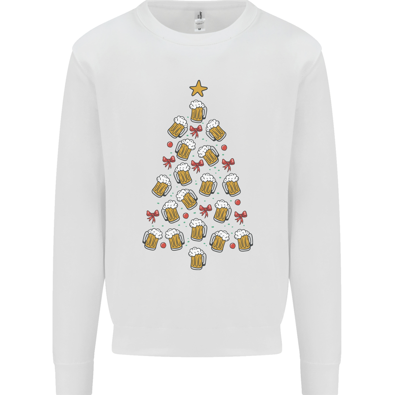 Beer Christmas Tree Mens Sweatshirt Jumper White
