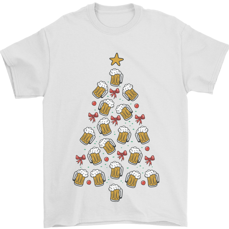 Beer Christmas Tree Mens T-Shirt Cotton Gildan White