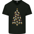 Beer Christmas Tree Mens V-Neck Cotton T-Shirt Black