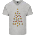 Beer Christmas Tree Mens V-Neck Cotton T-Shirt Sports Grey