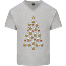 Beer Christmas Tree Mens V-Neck Cotton T-Shirt Sports Grey