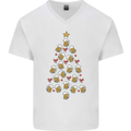 Beer Christmas Tree Mens V-Neck Cotton T-Shirt White