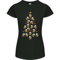 Beer Christmas Tree Womens Petite Cut T-Shirt Black
