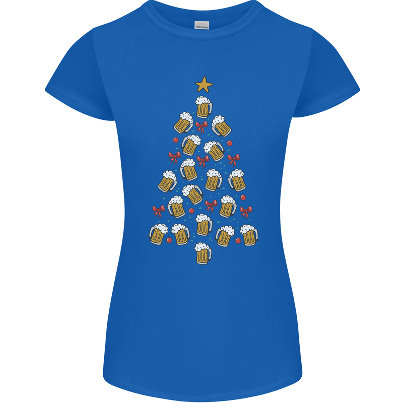 Beer Christmas Tree Womens Petite Cut T-Shirt Royal Blue