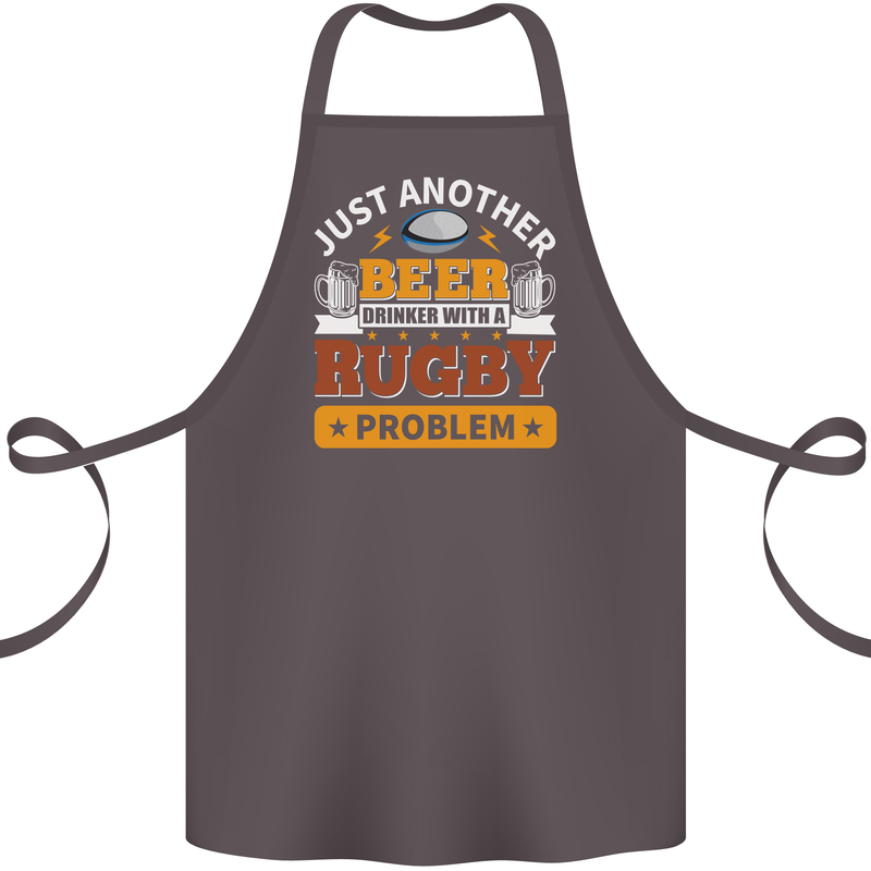 Beer Drinker With Rugby Problem Cotton Apron 100% Organic Dark Grey