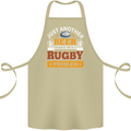 Beer Drinker With Rugby Problem Cotton Apron 100% Organic Khaki