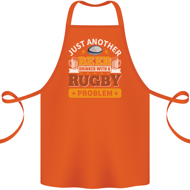 Beer Drinker With Rugby Problem Cotton Apron 100% Organic Orange